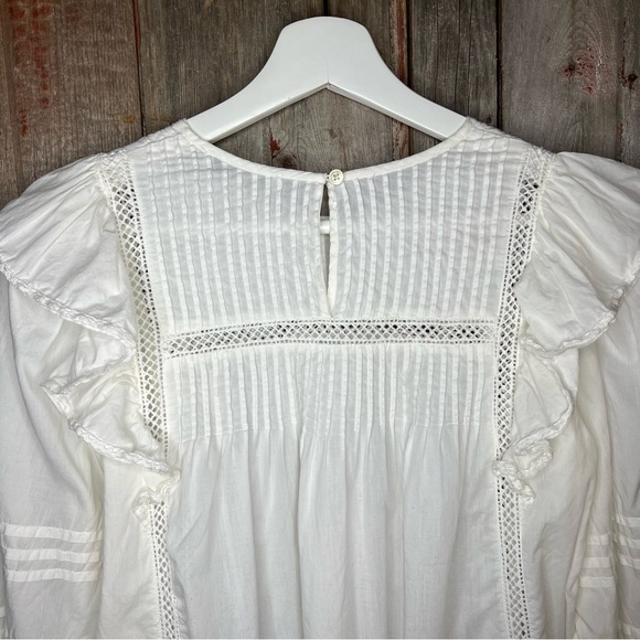 Madewell Kaisley Top Voile White Pin Tuck Ruffle Blouse small - Picture 7 of 13